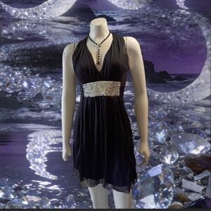 Y2K Decoded women's Sz M gothic  style black sleeveless Sequined Mini Dress